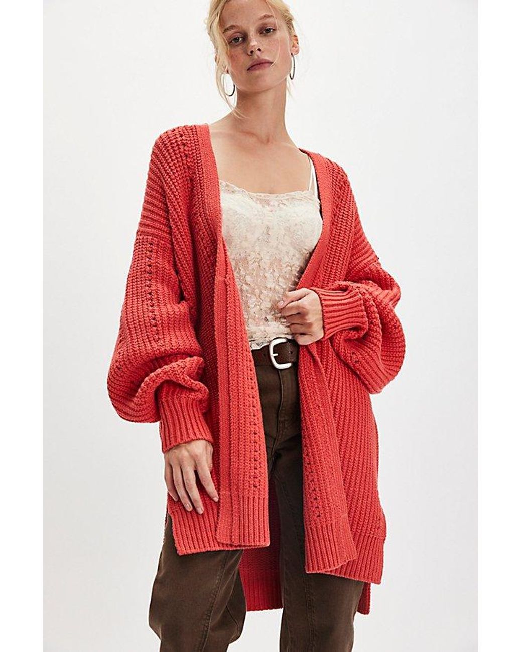 Free People Red Nightingale Cardi