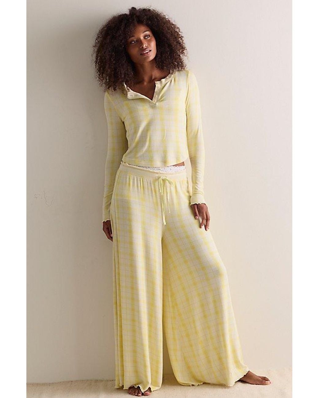 Intimately By Free People Natural Dream State Printed Wide-Leg Pants By