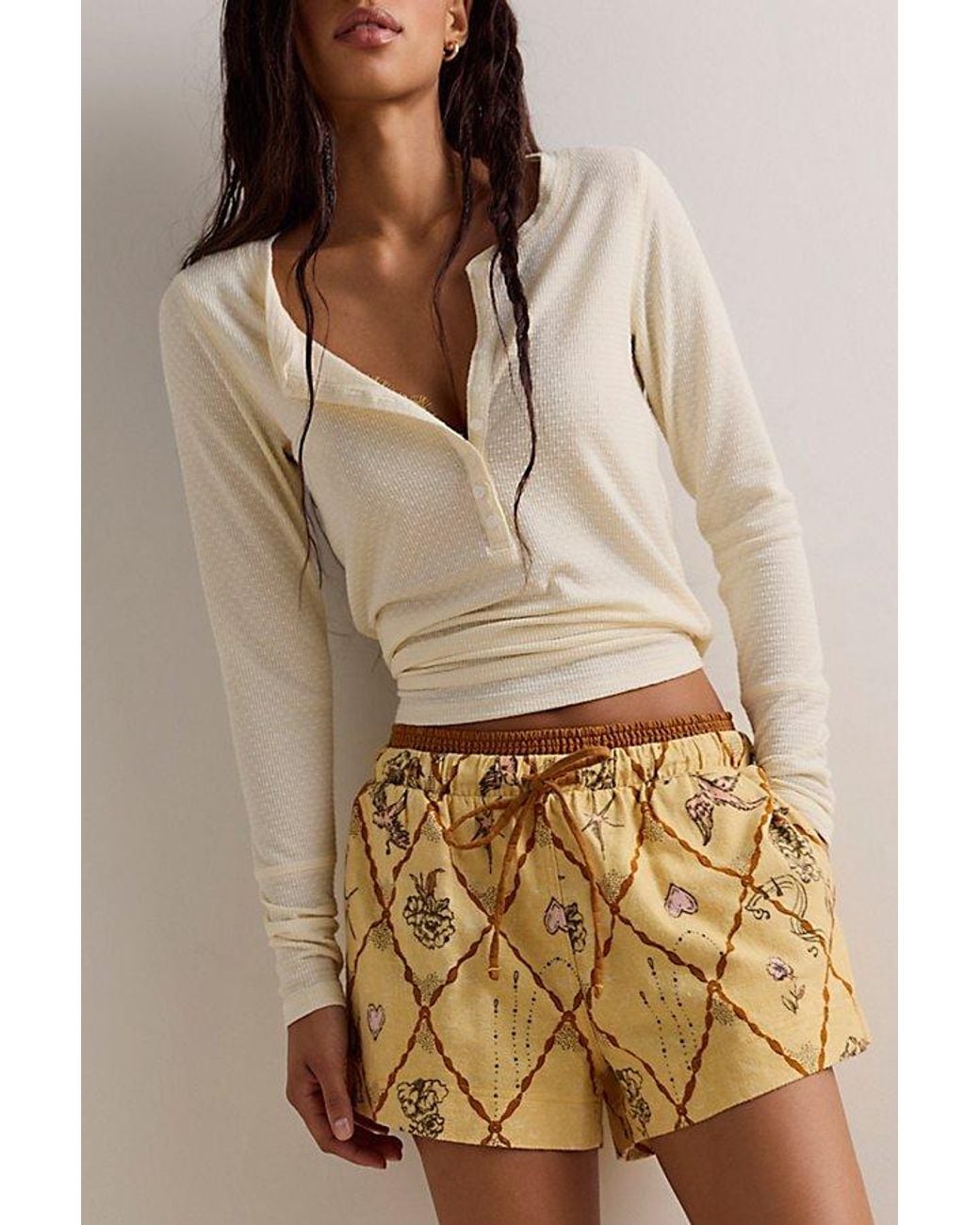 Intimately By Free People Metallic Late Checkout Flannel Boxers