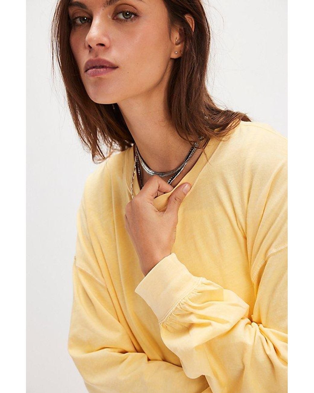 Free People Yellow Perfect Oversized Long Sleeve Top