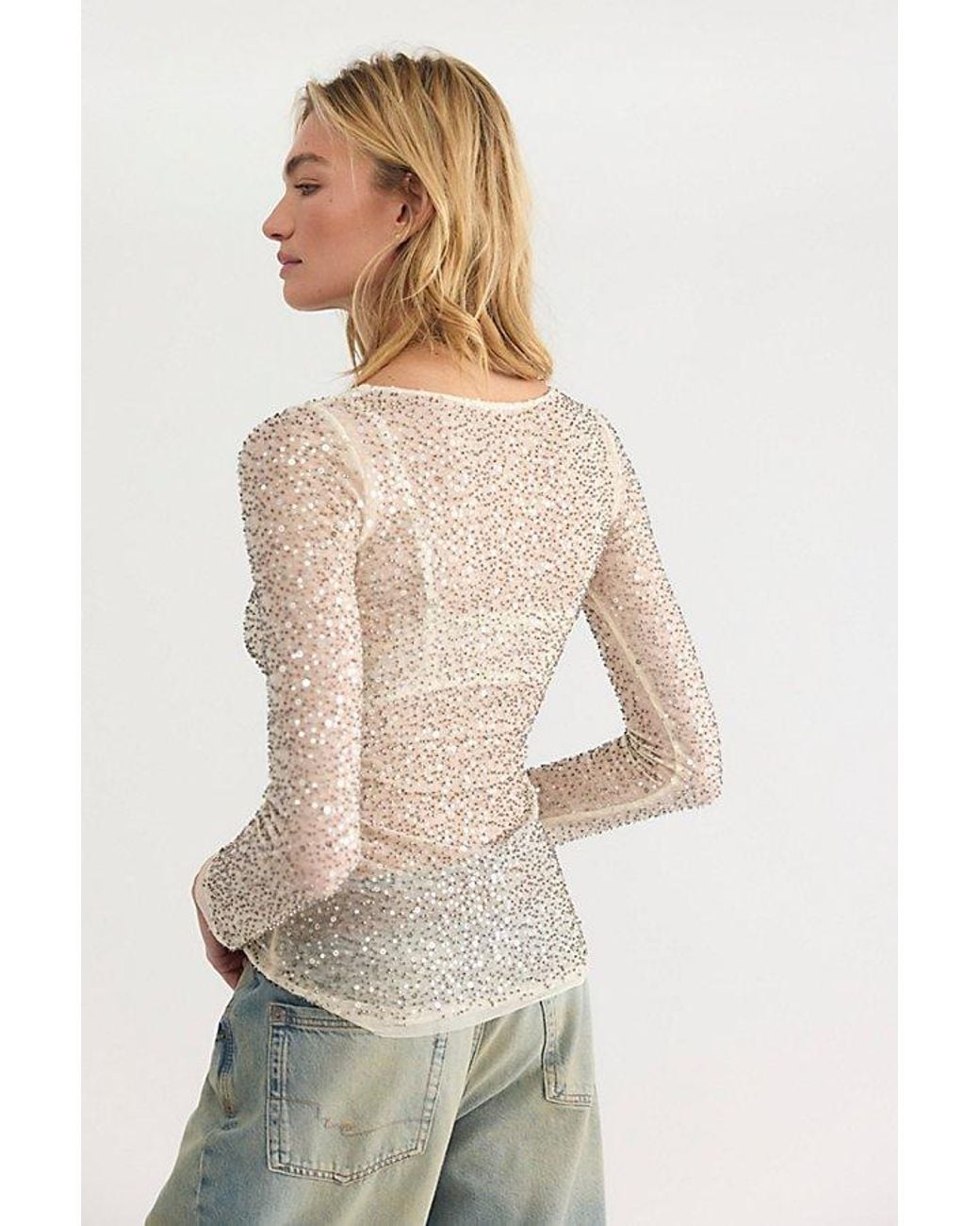Intimately By Free People Natural All That Glitters Long Sleeve Top By