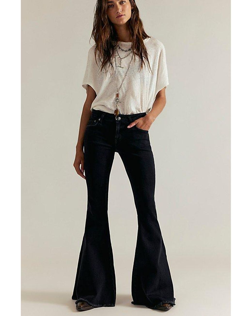 Free People Natural Emre Low-Rise Flare Jeans