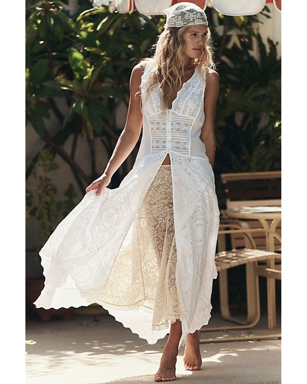 Free People Black Darcy Hooded Lace Maxi Top