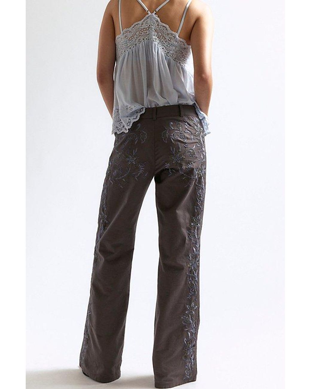Free People Gray Taylen Embellished Flare Pants
