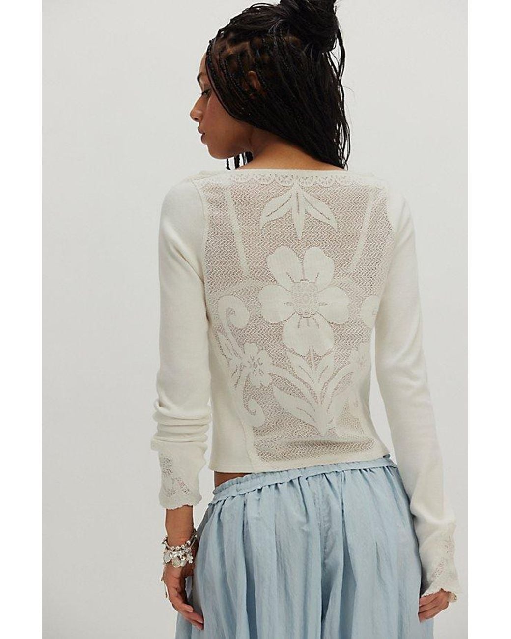Free People Gray Delilah Long Sleeve Top