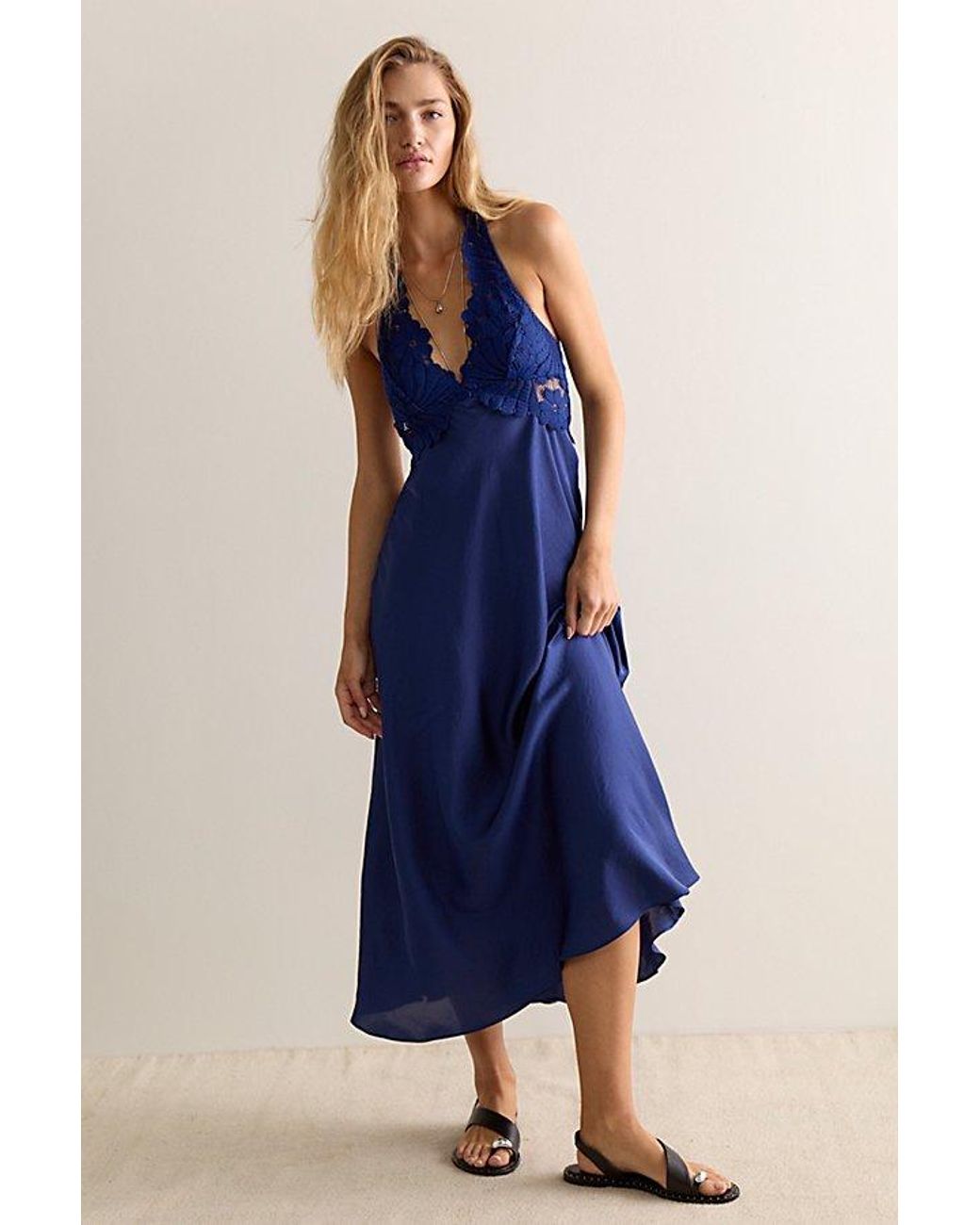 Intimately By Free People Blue Petal Party Midi Slip Dress By