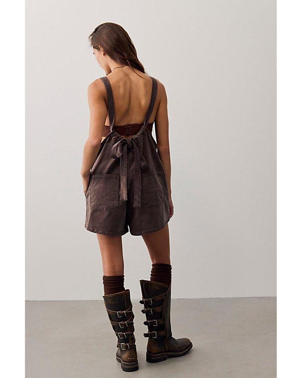 Free People Brown Freebird Cord Shortalls