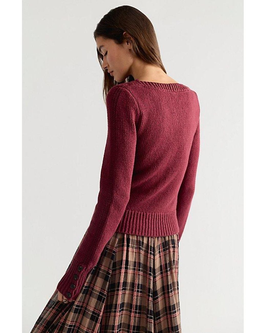 Free People Red Mila Pullover