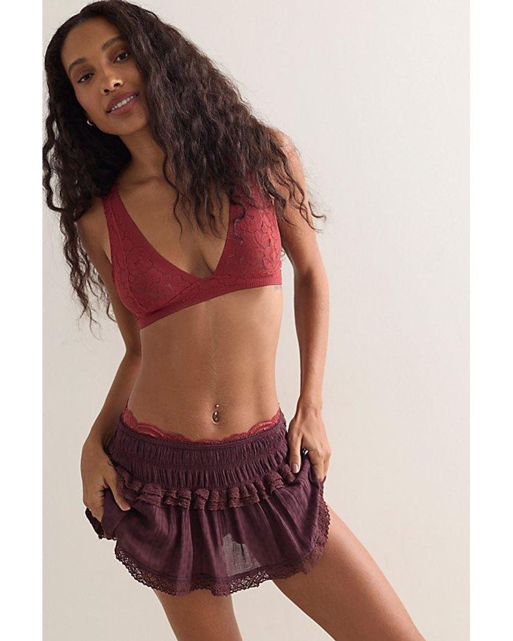 Intimately By Free People Red Smooth Talking Lace Wide-Strap Bralette By