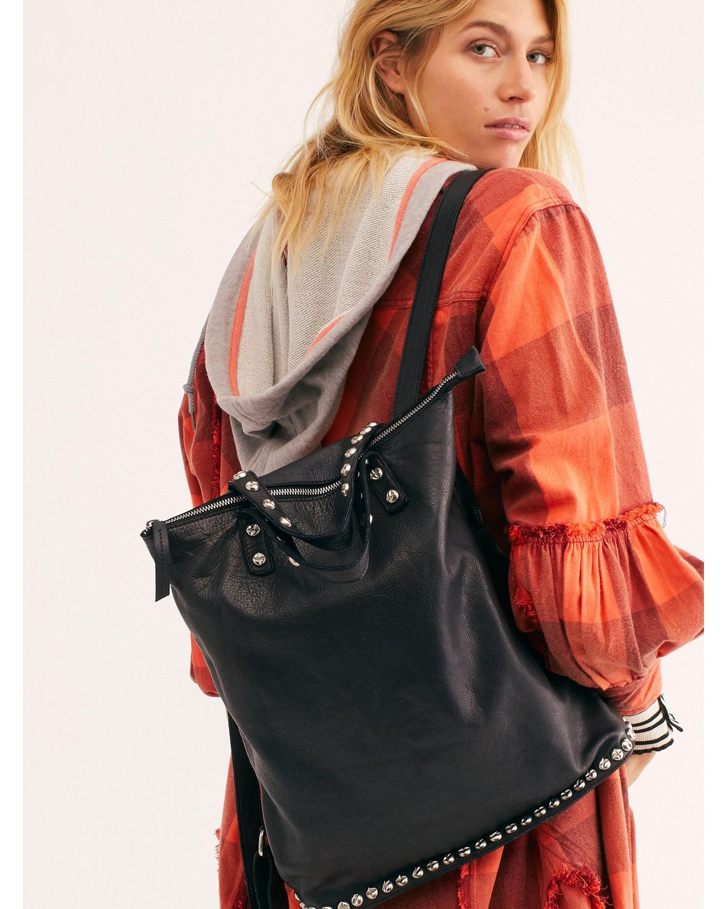 Free People Ellie Leather Studded Backpack in Black | Lyst