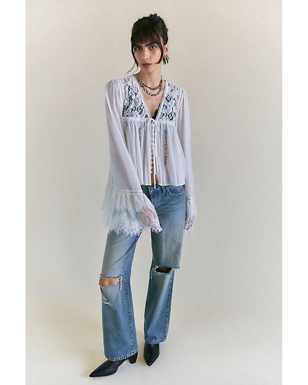 Free People Blue Ava Blouse