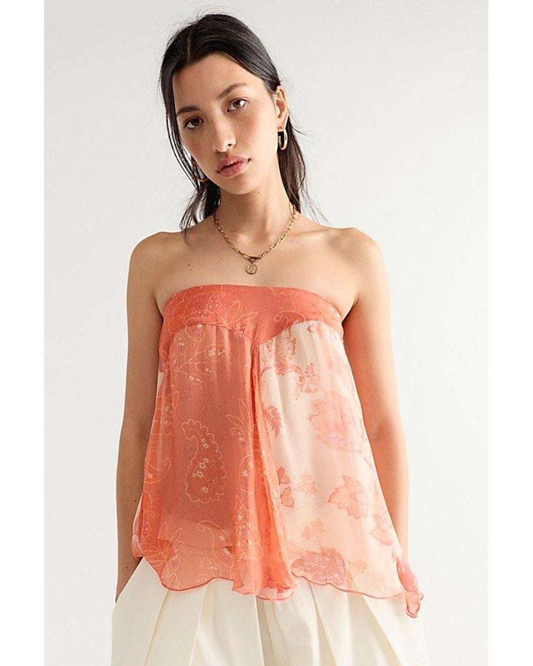 Free People Multicolor Cleo Mixed Print Tube Top