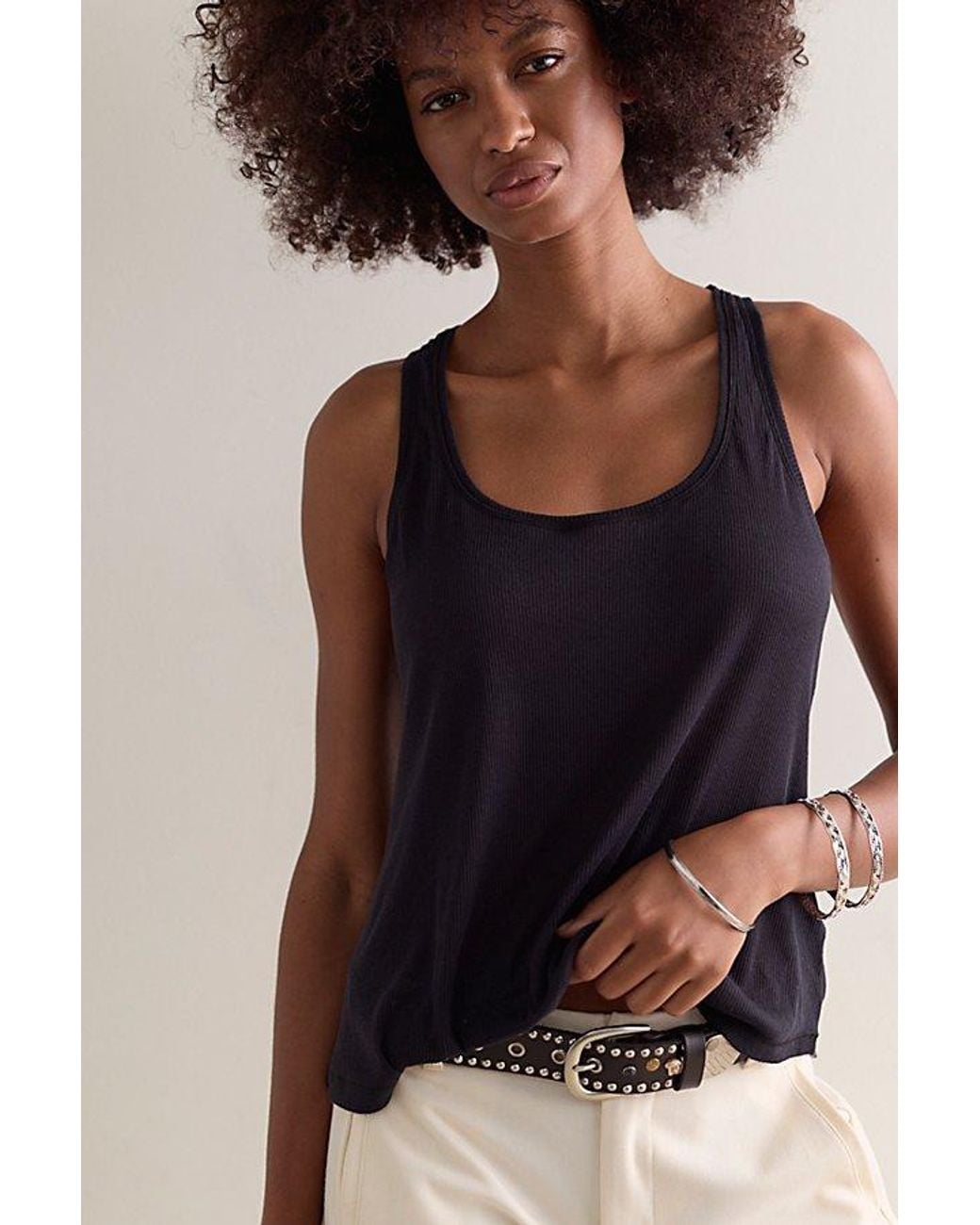 Intimately By Free People Black Barely Bare Rib Tank Top By