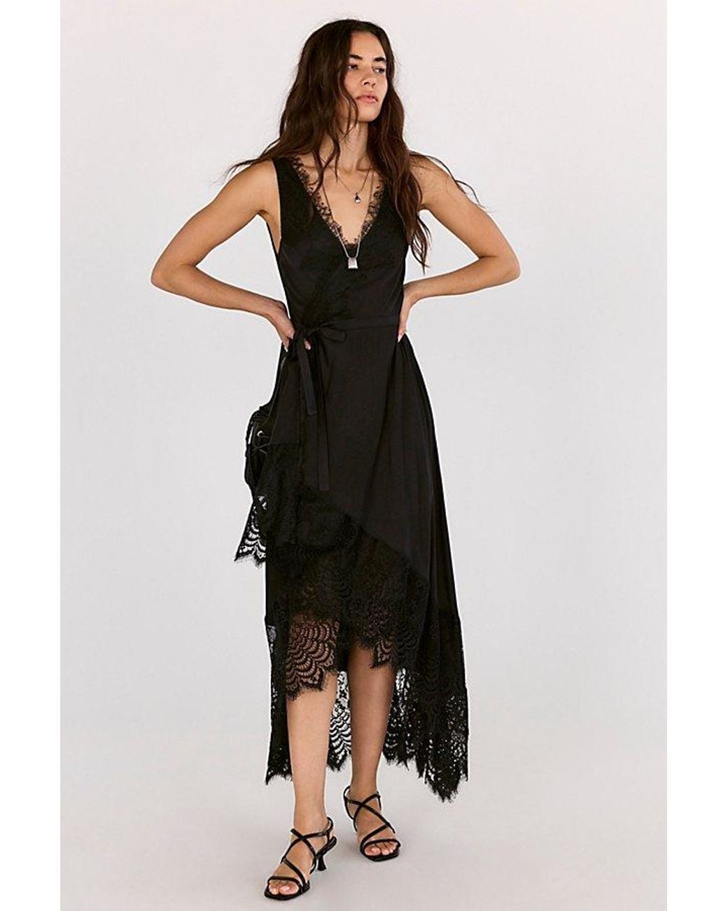 Nigel Preston Black Soho Wrap Midi Dress Top