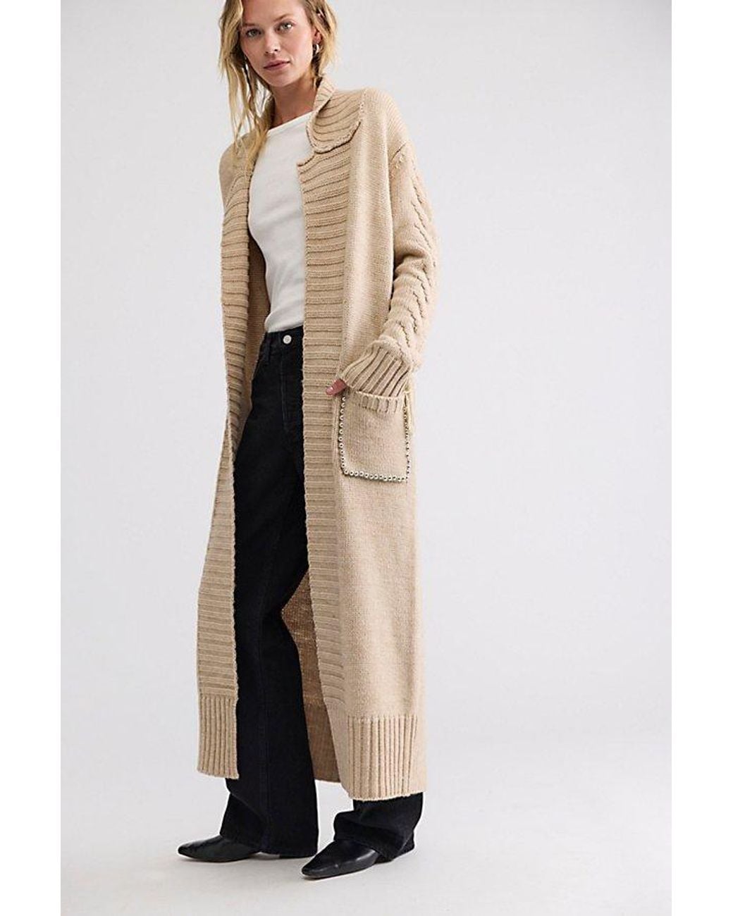 Urban Outfitters Natural Rodeo Studded Sweater Trench Coat