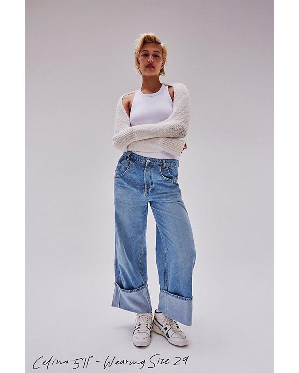Cuffed high waisted deals jeans