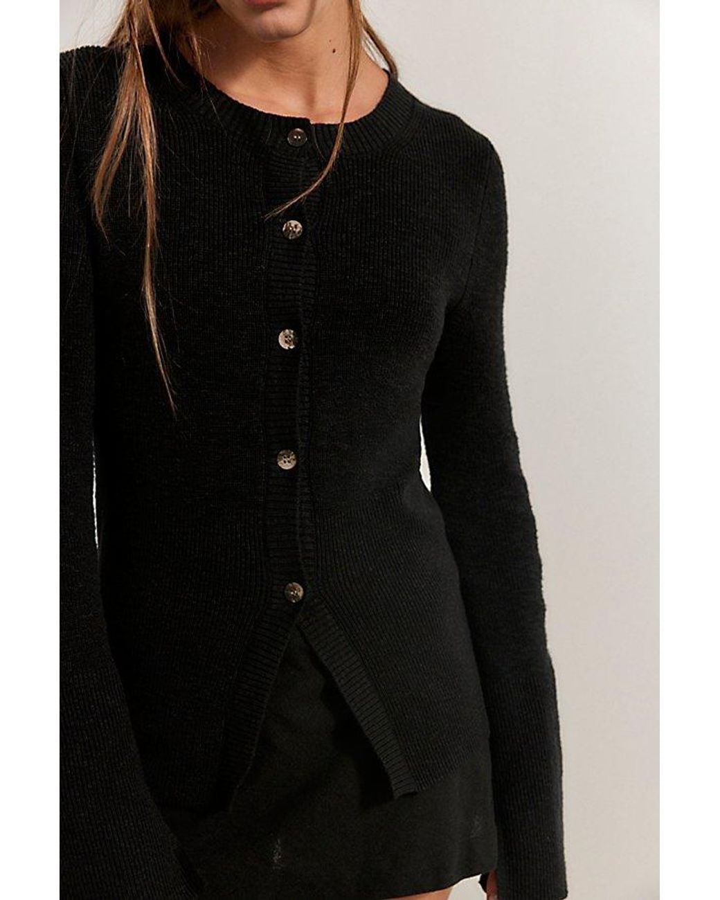 Free People Black Lift Me Up Cardi