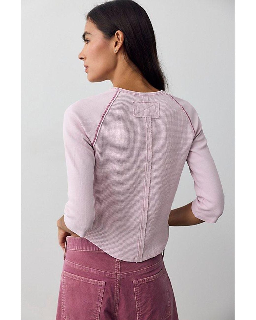 Free People Pink We The Free Easy Does It Three-Quarter Sleeve Top