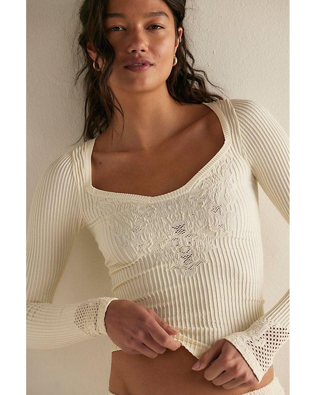 Intimately By Free People White Dynamic Duo Long Sleeve By