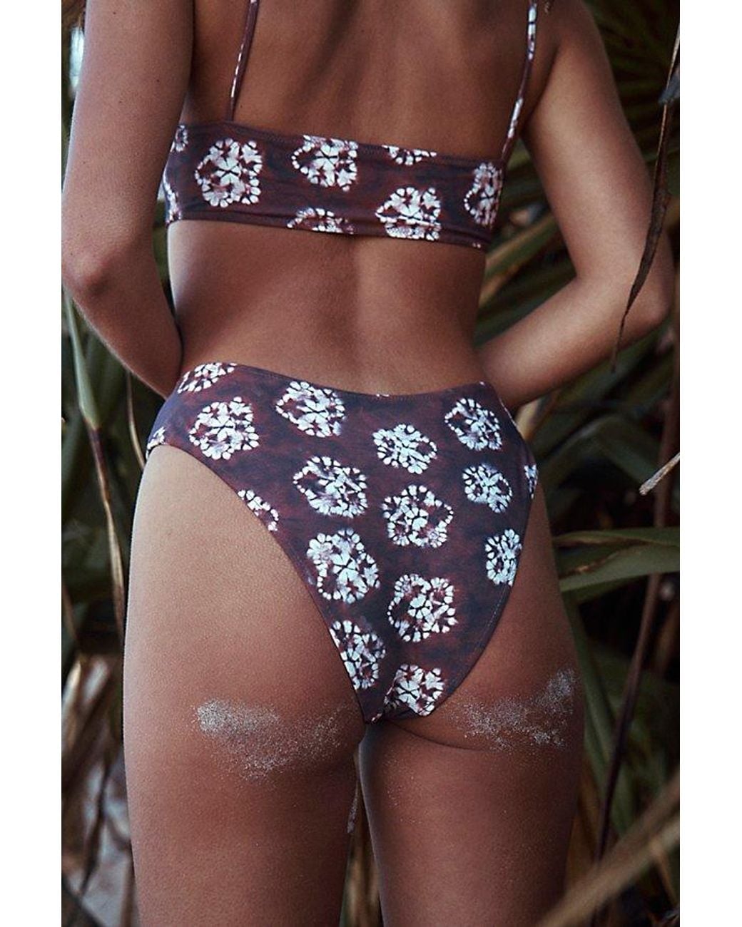 Stone Fox Purple Zola Printed High-Cut Bikini Bottoms