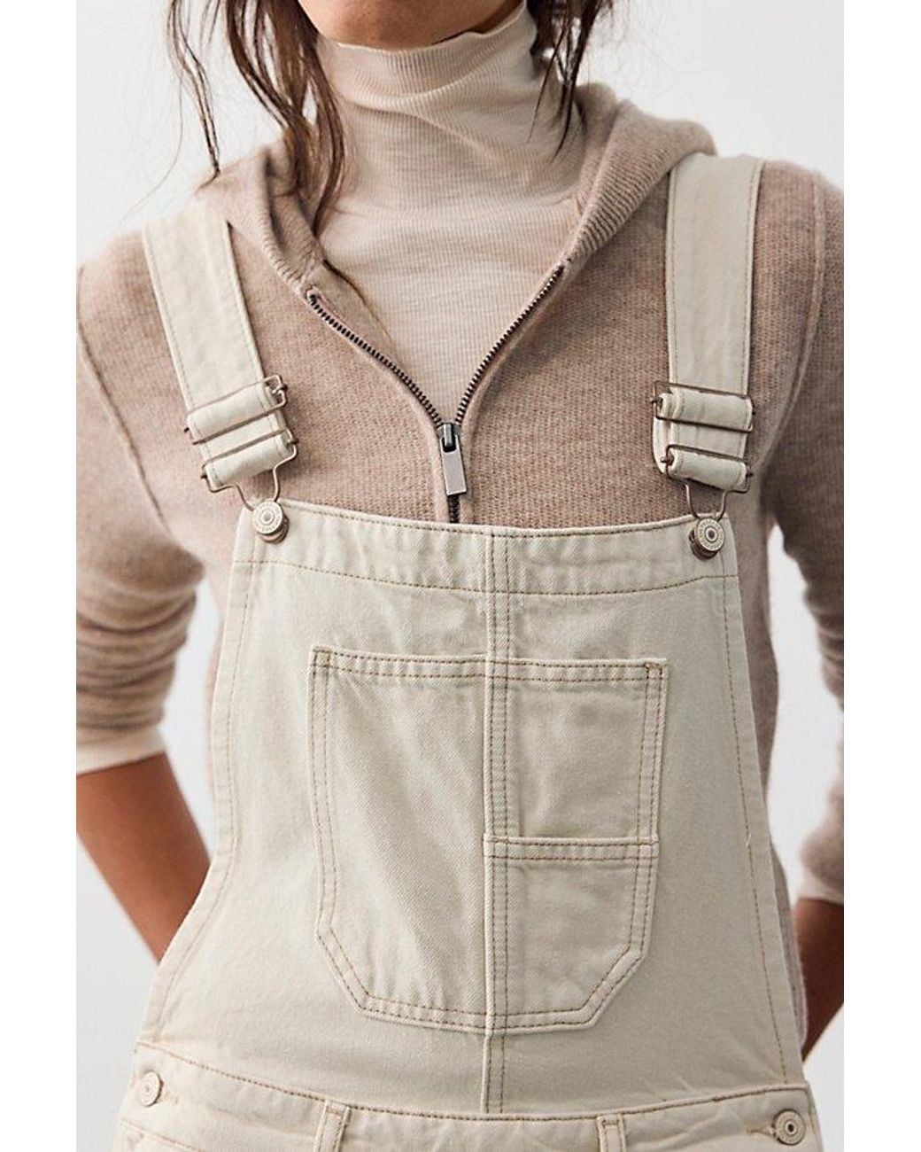 Free People Natural Good Luck Barrel Dungarees