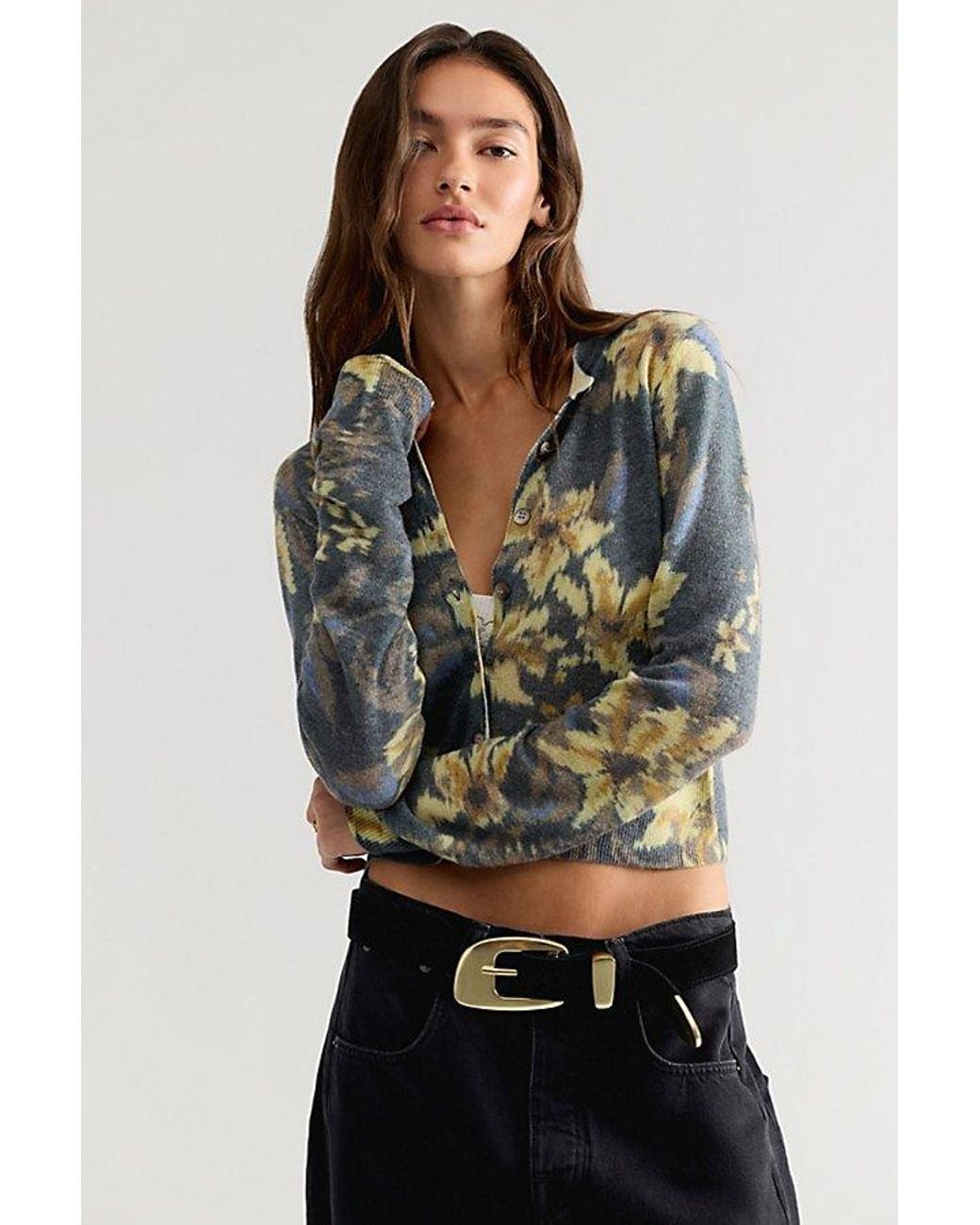 Free People Gray Willow Printed Cardi