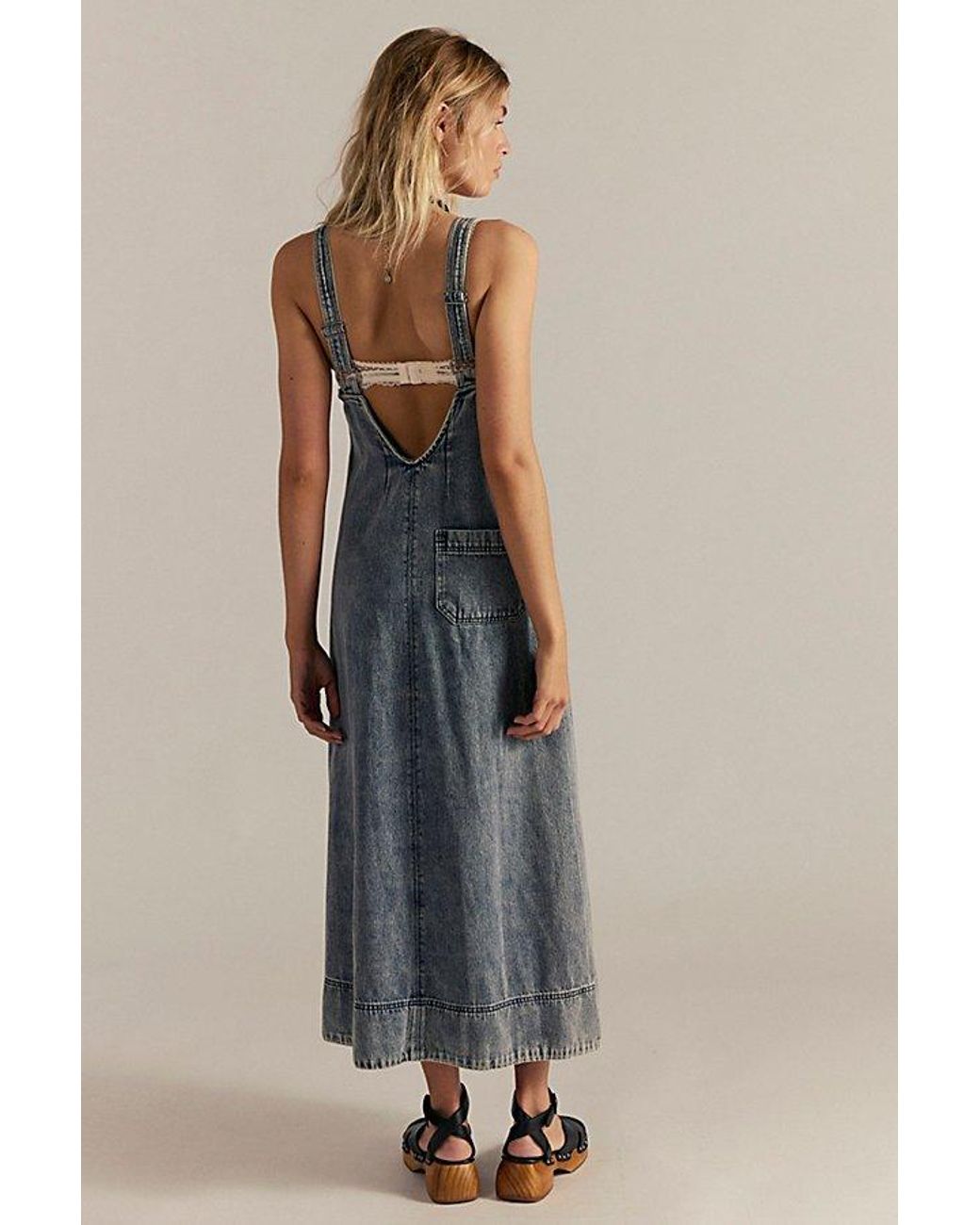 Free People Dex Denim Midi Dress in Blue | Lyst