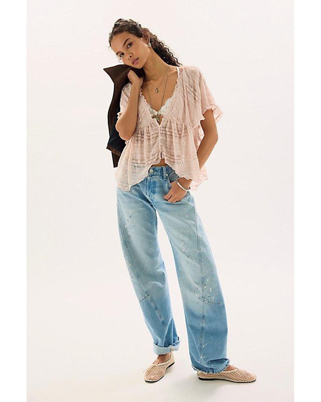 Free People Blue In Your Dreams Lace Top