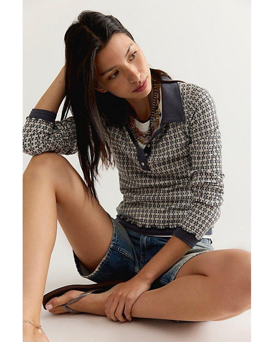 Free People Black Ginny Long Sleeve Top
