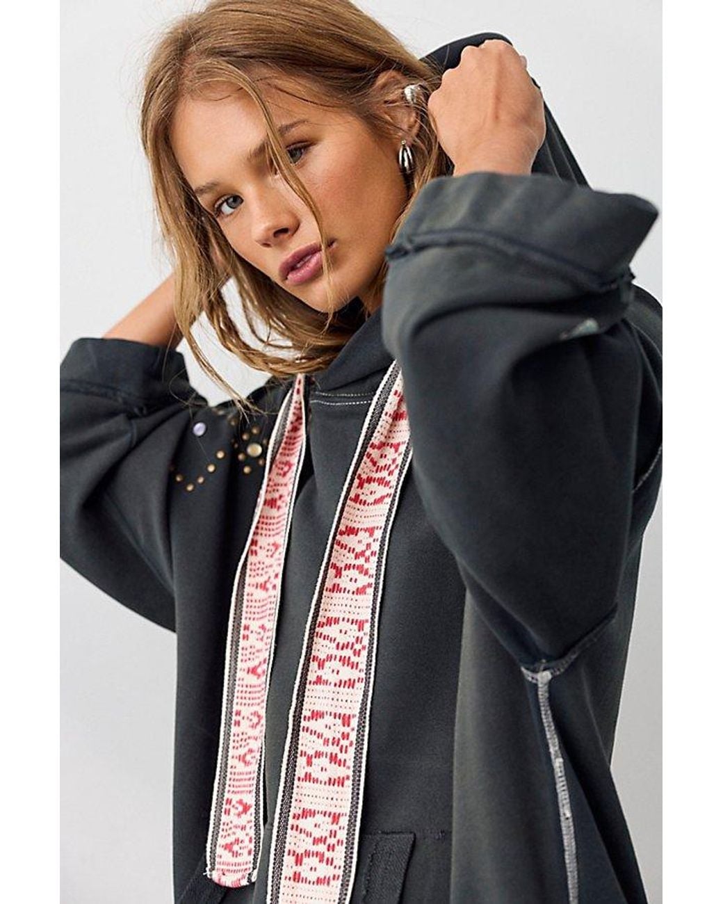 Free People Black Bejeweled Pullover