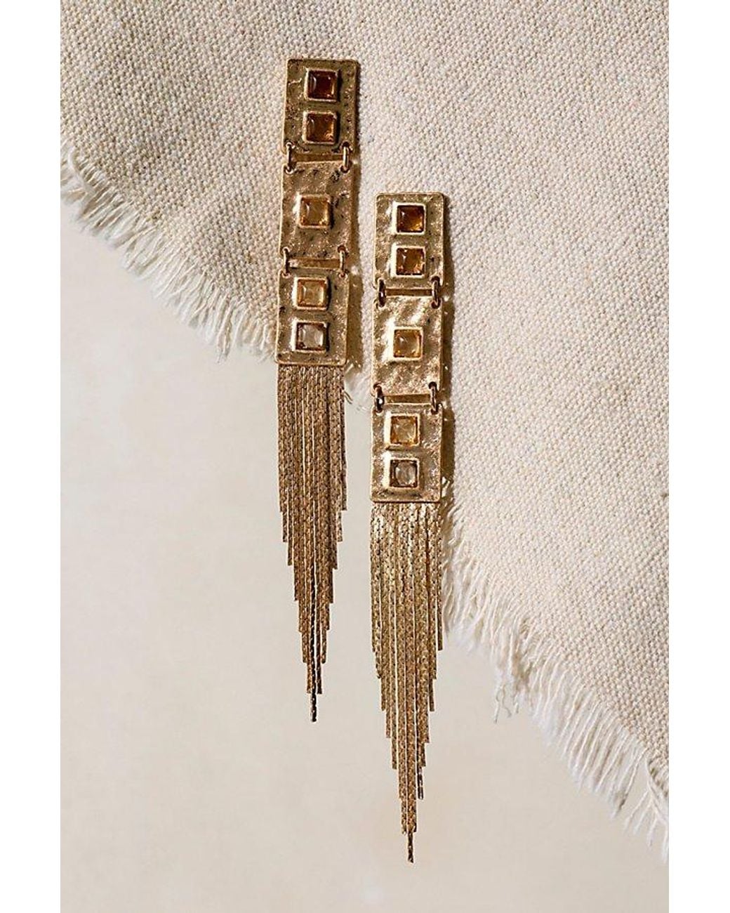 Free People Brown Nikkie Fringe Dangle Earrings