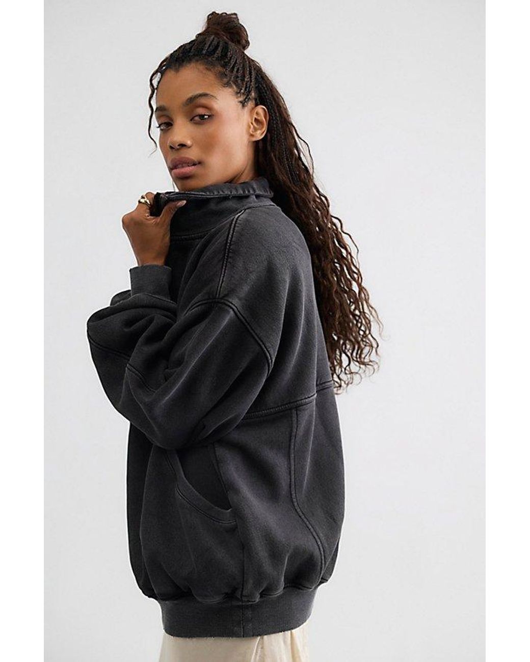 Free People Black Banks Half-Zip Pullover