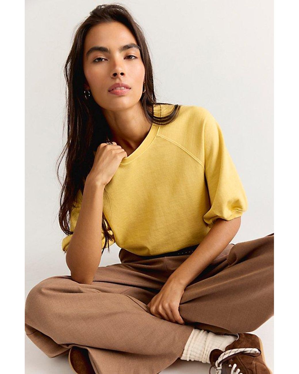 Free People Yellow Better On Sweatshirt