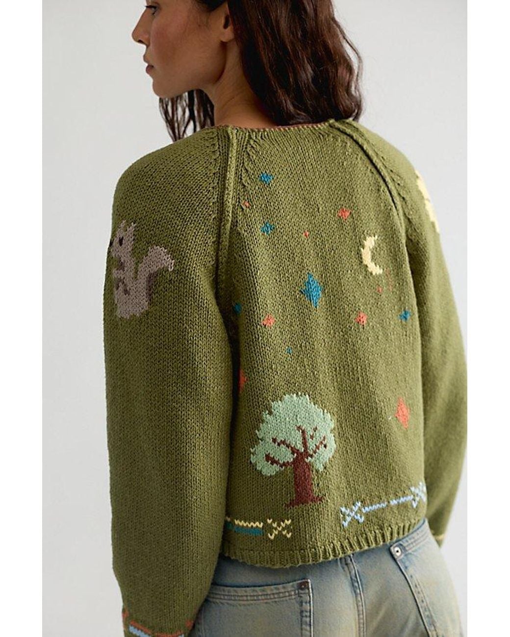 Free People Green Moonlight Knit Cardi