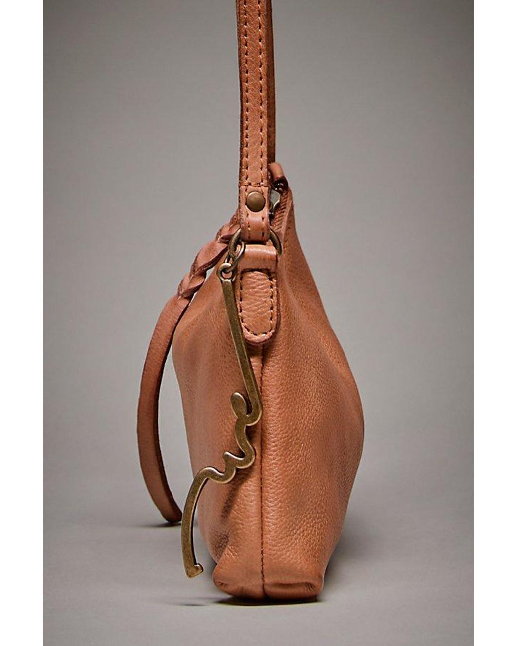 Free People Gray Sutton Leather Shoulder Bag