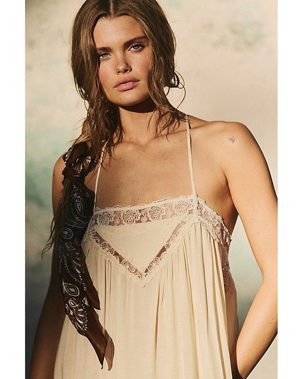 Free People Natural Kiss Me Later Maxi Slip Dress By