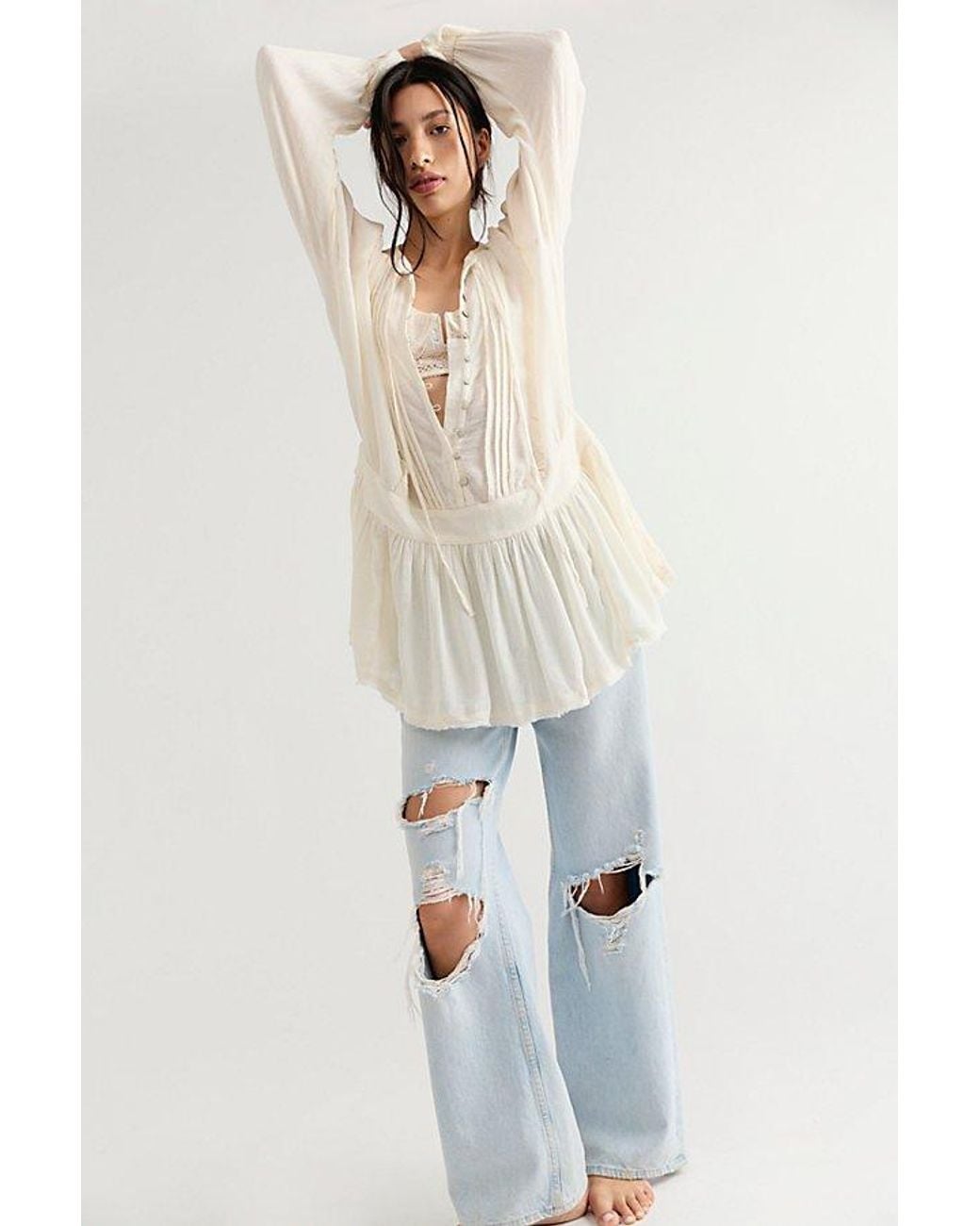 Free People Natural Haute Heirloom Mini Dress