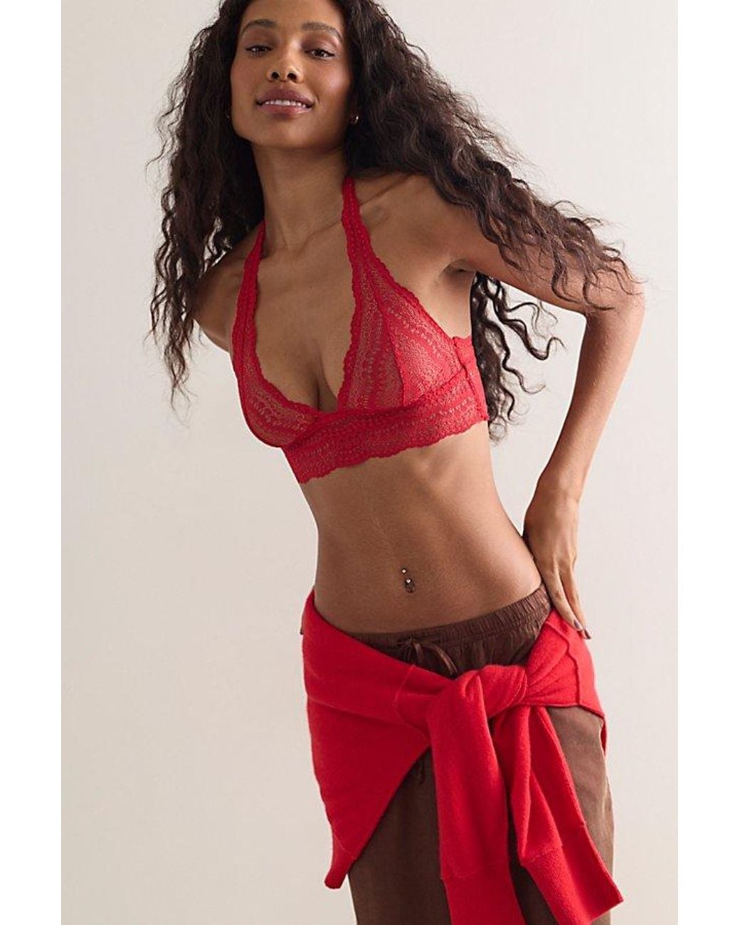 Intimately By Free People Red This Or That Halter Bralette By