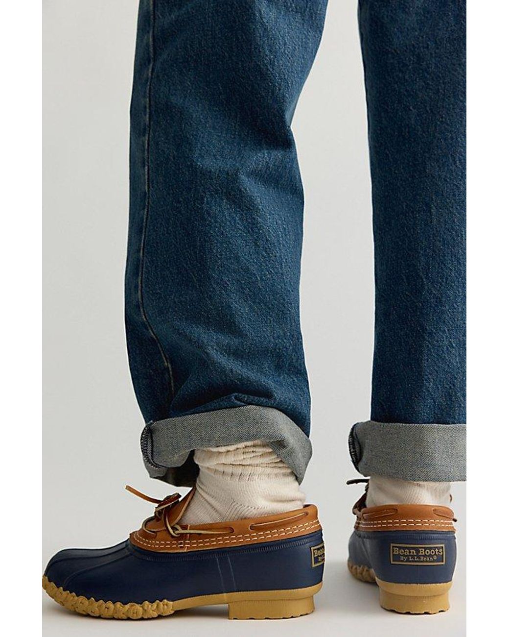 L.L. Bean White L. L.Bean Boots, Leather Rubber Mocs Shoe