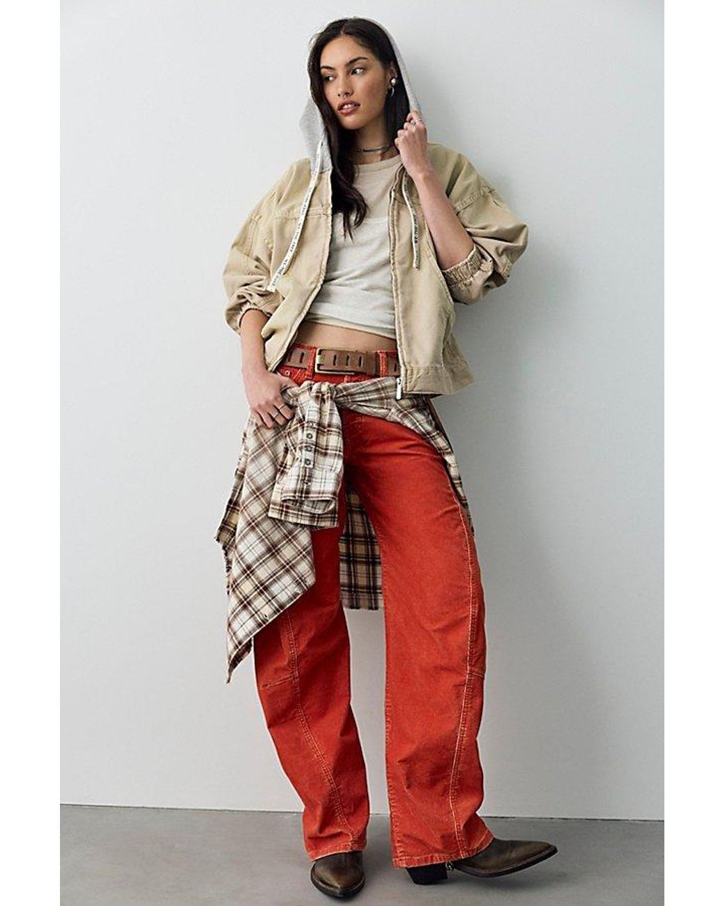 Free People Red We The Free Fable Washed Cord Twisted Jeans