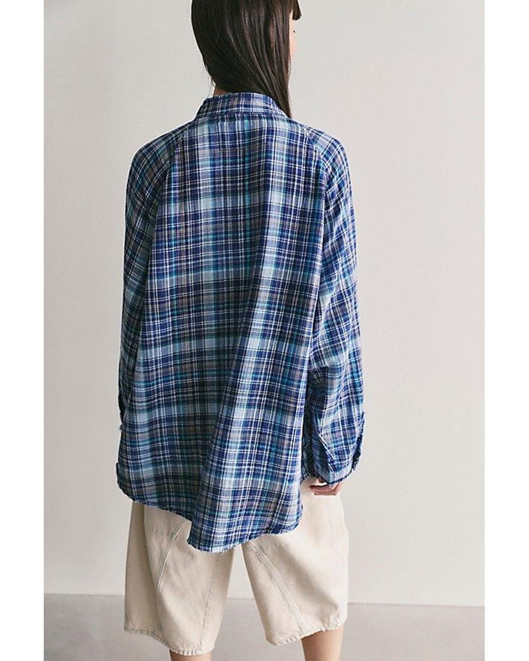 Free People Blue Summer Daydream Plaid Tunic