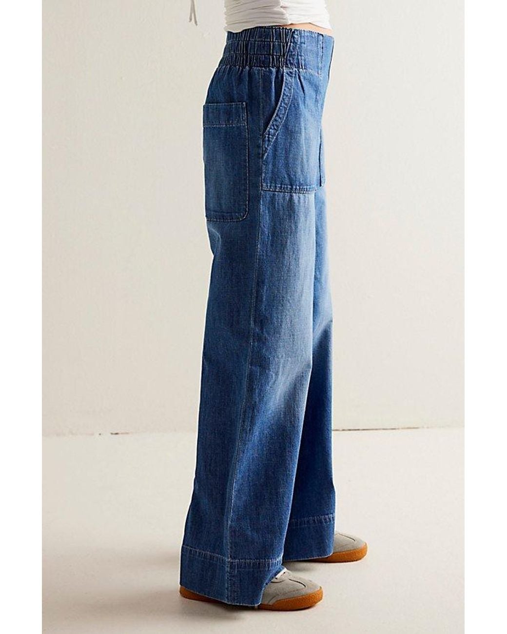 Free People Blue We The Free Breezy Denim Pull-on Jeans