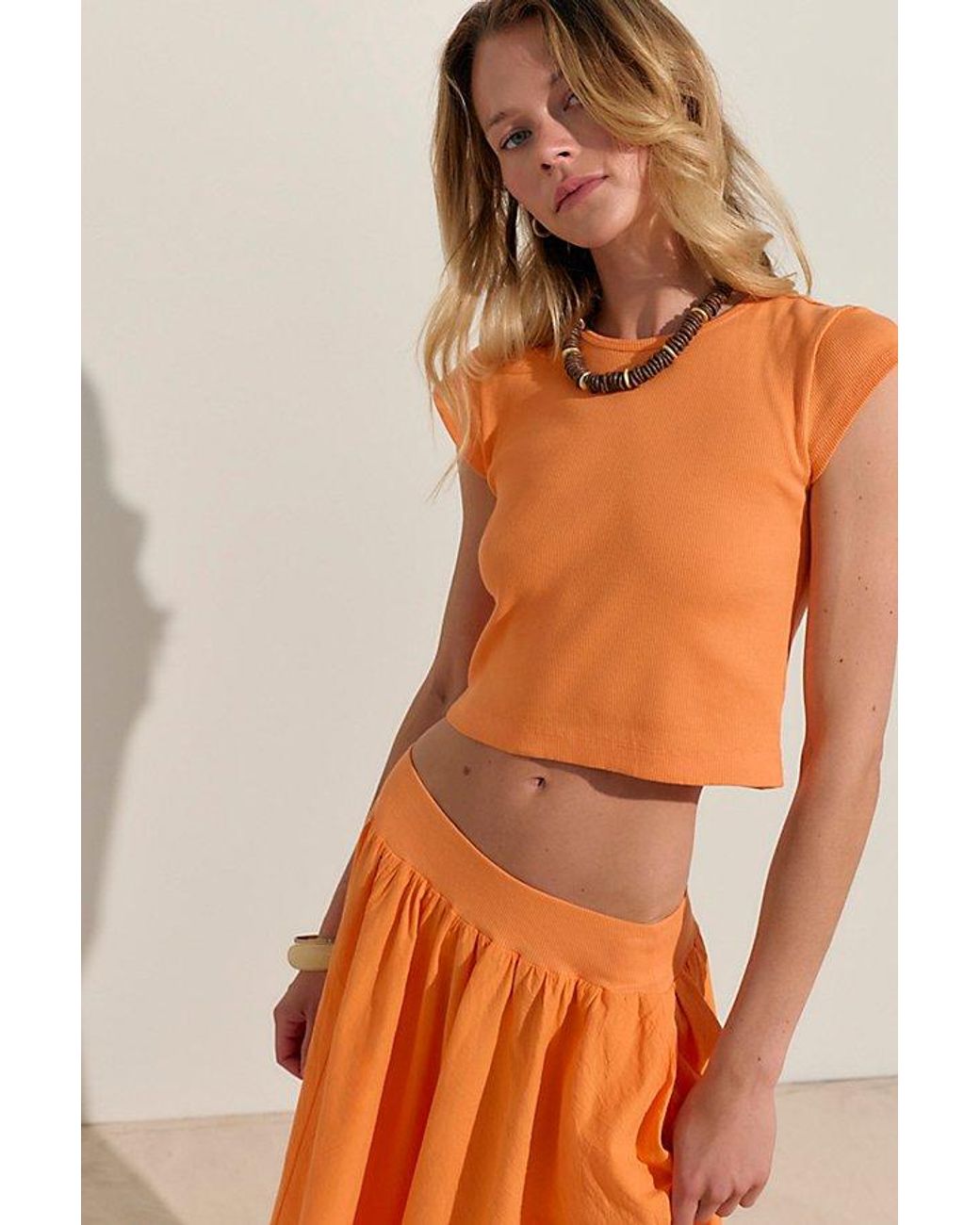 free-est Orange Annette Tee Skirt Set By