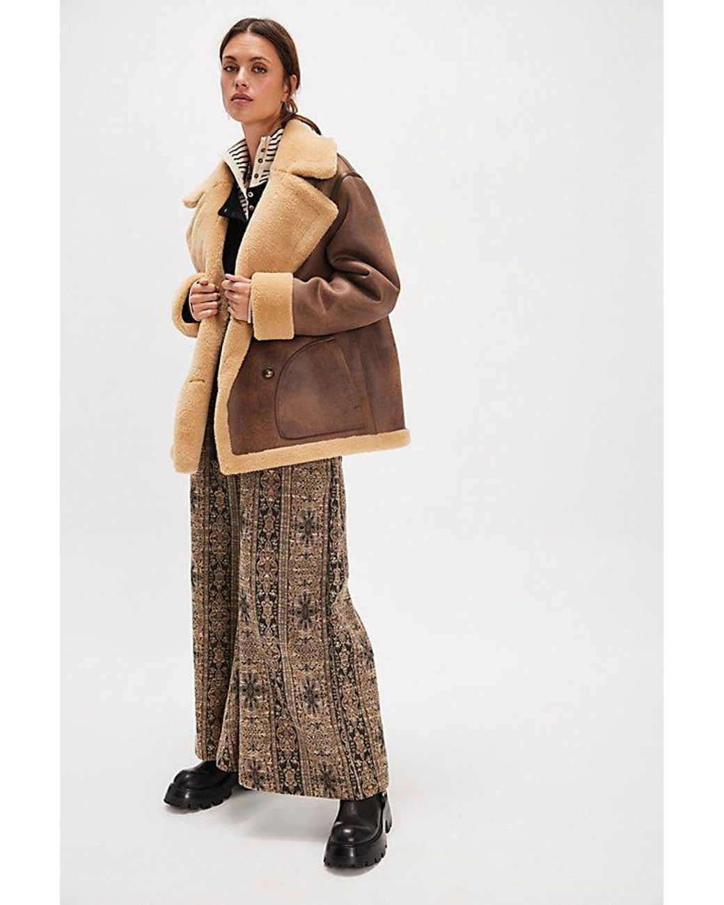 Free People Mari Reversible Coat Jacket in Gray | Lyst