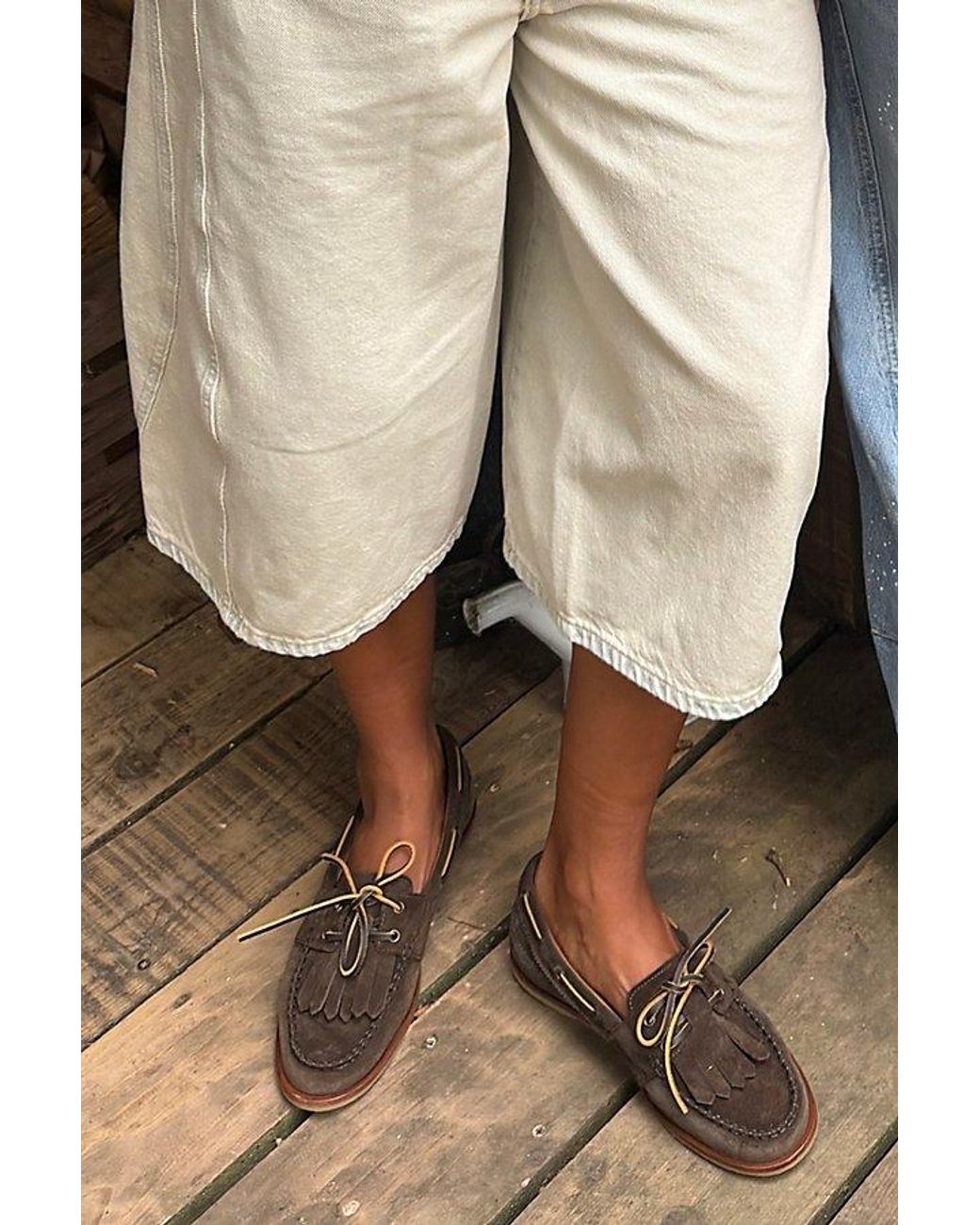Free People Gray Benny Boat Shoes Shoe