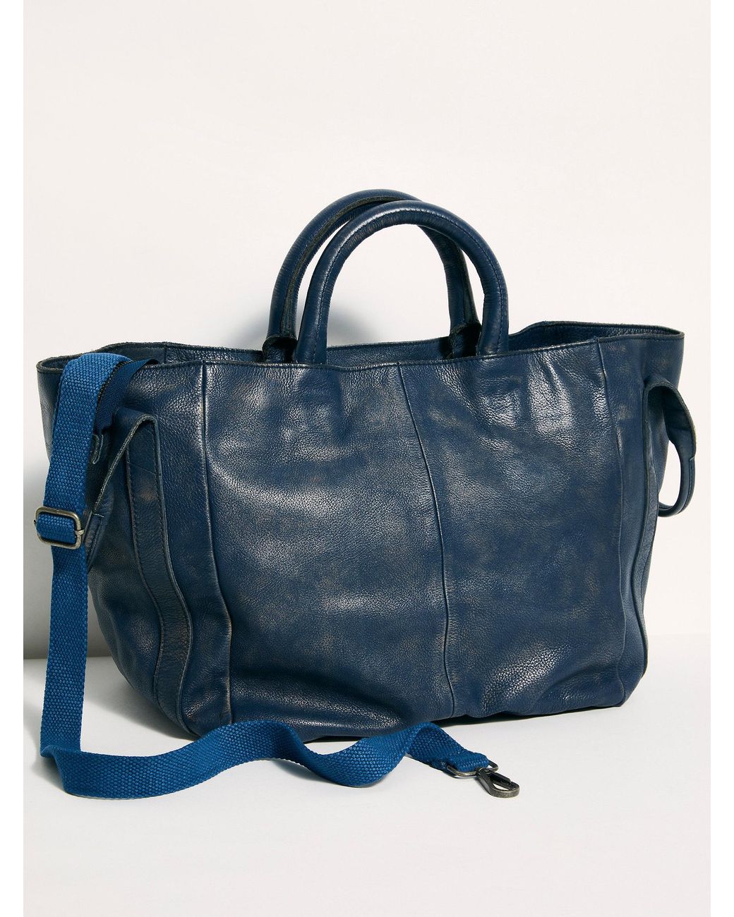 Free People Leslie Leather Tote in Blue Lyst