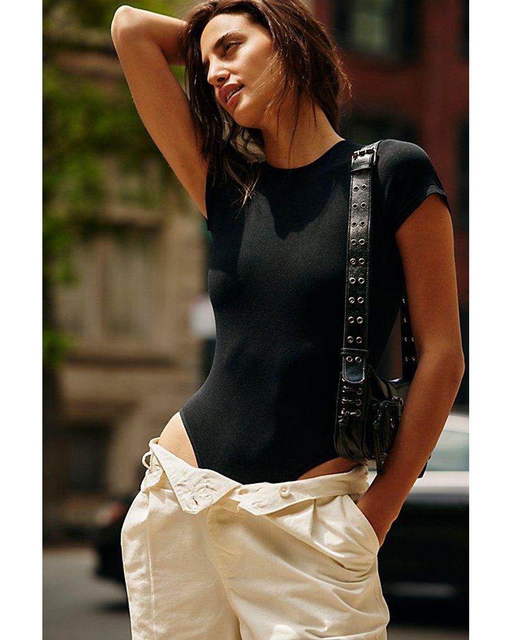 Intimately By Free People Black Clean Lines Tee Bodysuit By