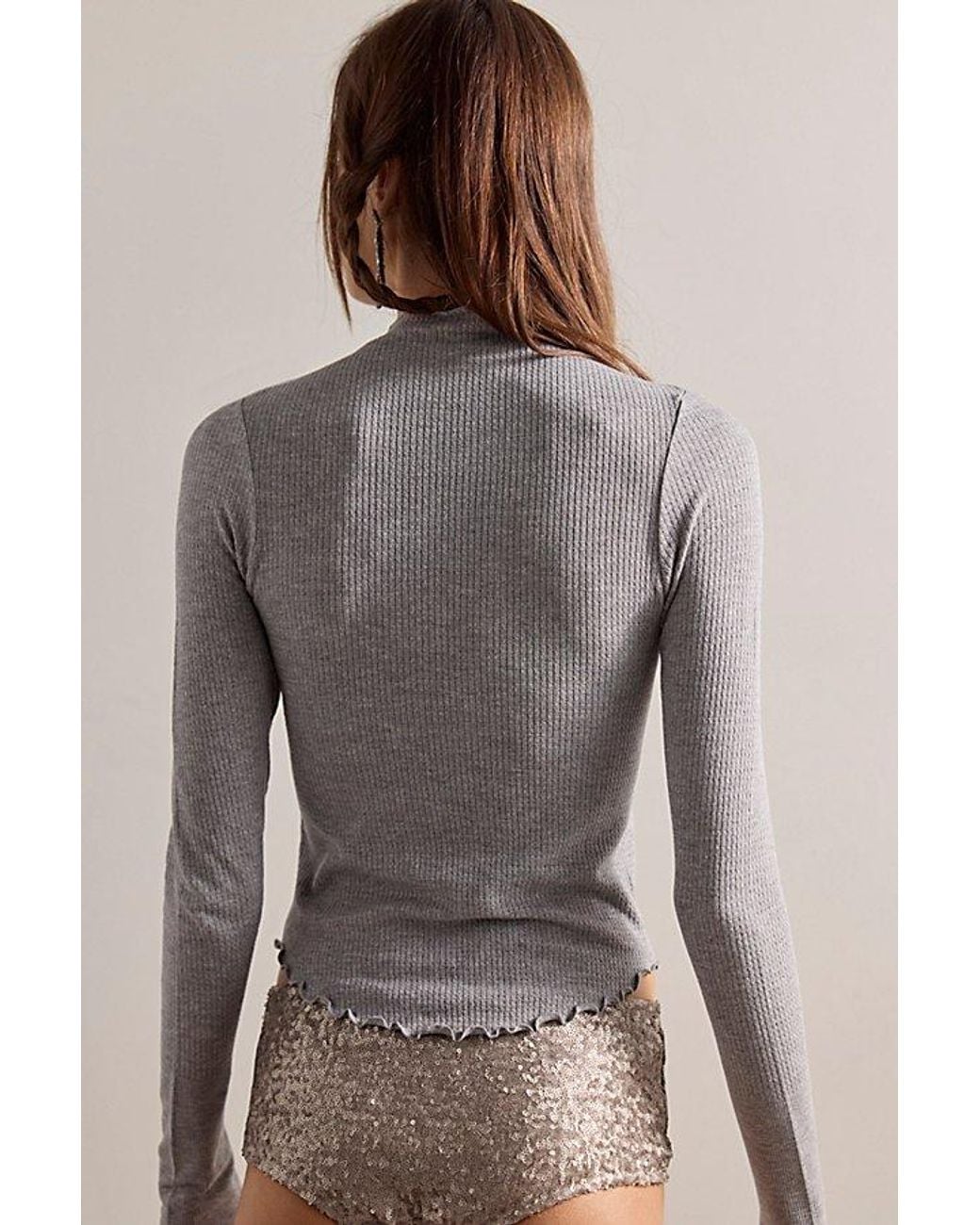 Intimately By Free People Gray Base Layer Thermal Mock Neck Long Sleeve By