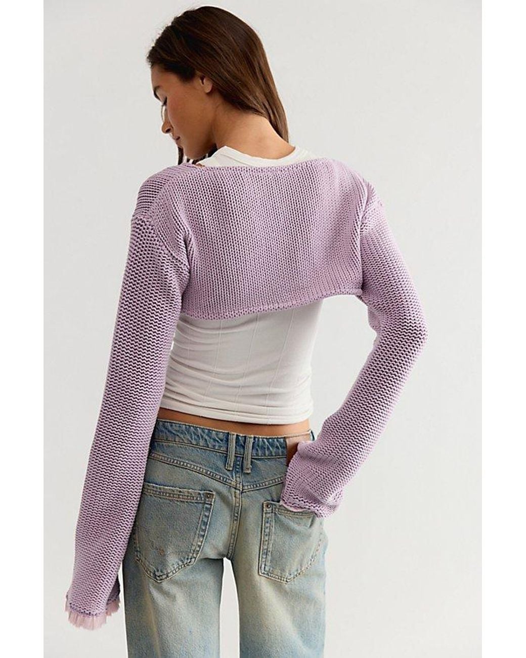 Free People Multicolor Dafne Knit Cropped Bolero Sweater