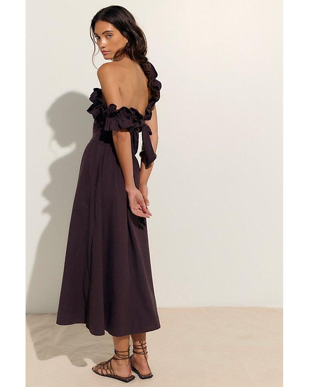 free-est Purple Ruffle It Up Midi Dress By